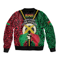 Vanuatu 45th Independence Day Sleeve Zip Bomber Jacket Long God Yumi Stanap Wild Boar LT05 - Polynesian Pride
