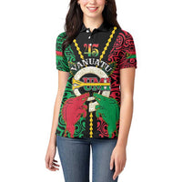 Vanuatu 45th Independence Day Women Polo Shirt Long God Yumi Stanap Wild Boar LT05