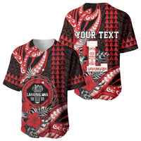 Personalized Hawaii Lahainaluna High School Baseball Jersey Tribal Tattoo With Hibiscus Flowers LT05 - Polynesian Pride