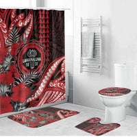 Hawaii Lahainaluna High School Bathroom Set Tribal Tattoo With Hibiscus Flowers LT05 Bathroom Set (4 pcs) Red - Polynesian Pride