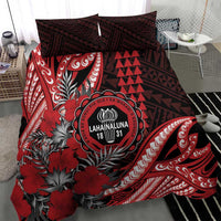 Hawaii Lahainaluna High School Bedding Set Tribal Tattoo With Hibiscus Flowers LT05 - Polynesian Pride