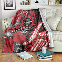 Hawaii Lahainaluna High School Blanket Tribal Tattoo With Hibiscus Flowers LT05 Red - Polynesian Pride
