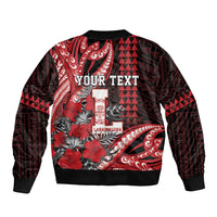 Personalized Hawaii Lahainaluna High School Bomber Jacket Tribal Tattoo With Hibiscus Flowers LT05 - Polynesian Pride