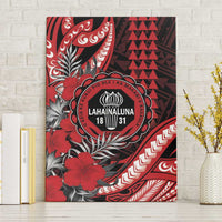 Hawaii Lahainaluna High School Canvas Wall Art Tribal Tattoo With Hibiscus Flowers LT05 Without Frame Red - Polynesian Pride