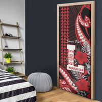 Personalized Hawaii Lahainaluna High School Door Cover Tribal Tattoo With Hibiscus Flowers LT05 - Polynesian Pride