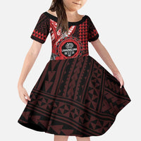 Personalized Hawaii Lahainaluna High School Family Matching Short Sleeve Bodycon Dress and Hawaiian Shirt Tribal Tattoo With Hibiscus Flowers