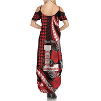 Personalized Hawaii Lahainaluna High School Family Matching Summer Maxi Dress and Hawaiian Shirt Tribal Tattoo With Hibiscus Flowers