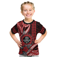 Personalized Hawaii Lahainaluna High School Kid T Shirt Tribal Tattoo With Hibiscus Flowers LT05 Red - Polynesian Pride
