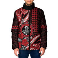 Personalized Hawaii Lahainaluna High School Padded Jacket Tribal Tattoo With Hibiscus Flowers LT05 Men Red - Polynesian Pride