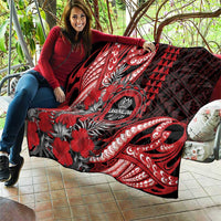 Hawaii Lahainaluna High School Quilt Tribal Tattoo With Hibiscus Flowers LT05 - Polynesian Pride