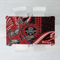 Hawaii Lahainaluna High School Tablecloth Tribal Tattoo With Hibiscus Flowers LT05 Red - Polynesian Pride