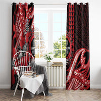 Hawaii Lahainaluna High School Window Curtain Tribal Tattoo With Hibiscus Flowers LT05 - Polynesian Pride