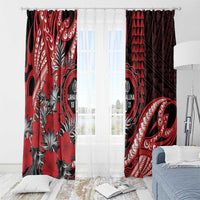 Hawaii Lahainaluna High School Window Curtain Tribal Tattoo With Hibiscus Flowers LT05 - Polynesian Pride