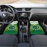 Personalised Cook Islands Ra o te Ui Ariki Car Mats Polynesian Pattern LT05 Set 2pcs - Front Green - Polynesian Pride