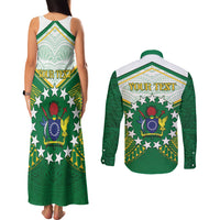 Personalised Cook Islands Ra o te Ui Ariki Couples Matching Tank Maxi Dress and Long Sleeve Button Shirt Polynesian Pattern LT05 - Polynesian Pride