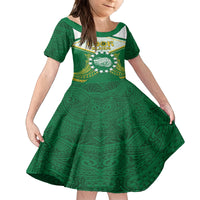 Personalised Cook Islands Ra o te Ui Ariki Family Matching Puletasi and Hawaiian Shirt Polynesian Pattern LT05 Daughter's Dress Green - Polynesian Pride