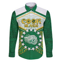 Personalised Cook Islands Ra o te Ui Ariki Family Matching Puletasi and Hawaiian Shirt Polynesian Pattern LT05 Dad's Shirt - Long Sleeve Green - Polynesian Pride
