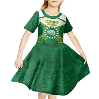 Personalised Cook Islands Ra o te Ui Ariki Kid Short Sleeve Dress Polynesian Pattern LT05 - Polynesian Pride