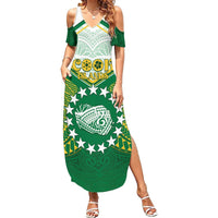 Personalised Cook Islands Ra o te Ui Ariki Summer Maxi Dress Polynesian Pattern LT05 Women Green - Polynesian Pride