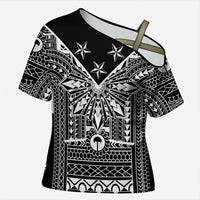 Black Philippines Sun Star Cross Shoulder Shirt Igorot Tribal Inspiration LT05 Female Black - Polynesian Pride