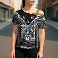 Black Philippines Sun Star Cross Shoulder Shirt Igorot Tribal Inspiration LT05 - Polynesian Pride