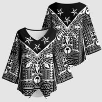 Black Philippines Sun Star Kimono Sleeve Blouse Igorot Tribal Inspiration LT05 - Polynesian Pride