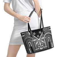 Black Philippines Sun Star Leather Tote Bag Igorot Tribal Inspiration LT05 - Polynesian Pride