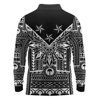 Black Philippines Sun Star Long Sleeve Polo Shirt Igorot Tribal Inspiration LT05 - Polynesian Pride