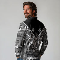 Black Philippines Sun Star Long Sleeve Polo Shirt Igorot Tribal Inspiration LT05 - Polynesian Pride