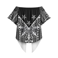 Black Philippines Sun Star Off Shoulder Wrap Waist Top Igorot Tribal Inspiration LT05 - Polynesian Pride