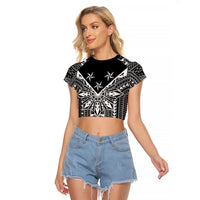 Black Philippines Sun Star Raglan Cropped T Shirt Igorot Tribal Inspiration LT05 Female Black - Polynesian Pride