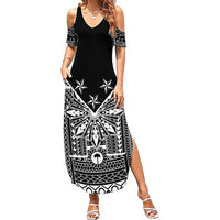 Black Philippines Sun Star Summer Maxi Dress Igorot Tribal Inspiration LT05 Women Black - Polynesian Pride