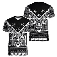 Black Philippines Sun Star Women V-Neck T-Shirt Igorot Tribal Inspiration LT05 - Polynesian Pride