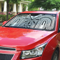 White Philippines Sun Star Auto Sun Shade Igorot Tribal Inspiration LT05 - Polynesian Pride