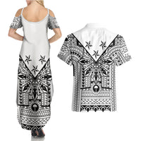 White Philippines Sun Star Couples Matching Summer Maxi Dress and Hawaiian Shirt Igorot Tribal Inspiration LT05 - Polynesian Pride