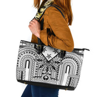 White Philippines Sun Star Leather Tote Bag Igorot Tribal Inspiration LT05 White - Polynesian Pride