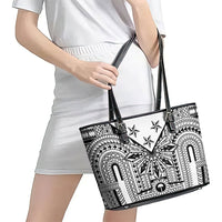 White Philippines Sun Star Leather Tote Bag Igorot Tribal Inspiration LT05 - Polynesian Pride