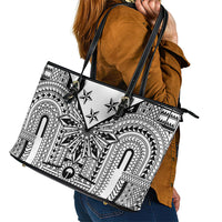 White Philippines Sun Star Leather Tote Bag Igorot Tribal Inspiration LT05 - Polynesian Pride