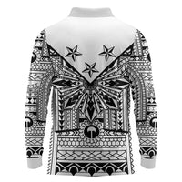 White Philippines Sun Star Long Sleeve Polo Shirt Igorot Tribal Inspiration LT05 - Polynesian Pride
