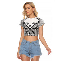 White Philippines Sun Star Raglan Cropped T Shirt Igorot Tribal Inspiration LT05 Female White - Polynesian Pride