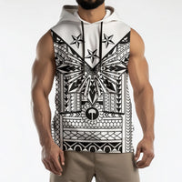 White Philippines Sun Star Sleeveless Hoodie Igorot Tribal Inspiration LT05 - Polynesian Pride