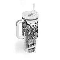 White Philippines Sun Star Tumbler With Handle Igorot Tribal Inspiration LT05 - Polynesian Pride