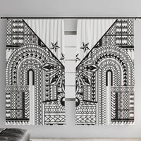 White Philippines Sun Star Window Curtain Igorot Tribal Inspiration LT05 With Hooks White - Polynesian Pride