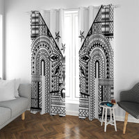 White Philippines Sun Star Window Curtain Igorot Tribal Inspiration LT05 With Grommets White - Polynesian Pride