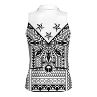 White Philippines Sun Star Women Sleeveless Polo Shirt Igorot Tribal Inspiration LT05 - Polynesian Pride
