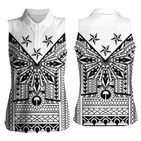 White Philippines Sun Star Women Sleeveless Polo Shirt Igorot Tribal Inspiration LT05 - Polynesian Pride