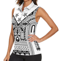 White Philippines Sun Star Women Sleeveless Polo Shirt Igorot Tribal Inspiration LT05 - Polynesian Pride