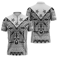 White Philippines Sun Star Zipper Polo Shirt Igorot Tribal Inspiration LT05 - Polynesian Pride