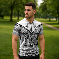 White Philippines Sun Star Zipper Polo Shirt Igorot Tribal Inspiration LT05 - Polynesian Pride