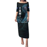 Personalized Northern Mariana Islands 78th Liberation Day Puletasi LT05 Long Dress Blue - Polynesian Pride